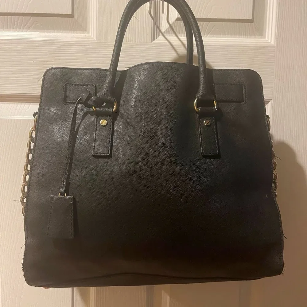 MICHAEL KORS Hamilton Saffiano Leather Black Satchel/shoulder bag.